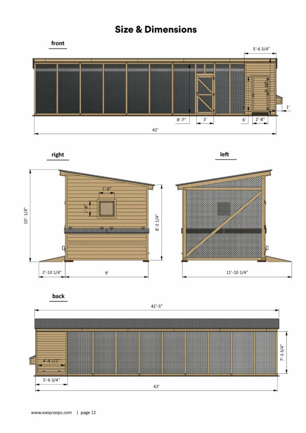 9x42 chicken coop dimensions