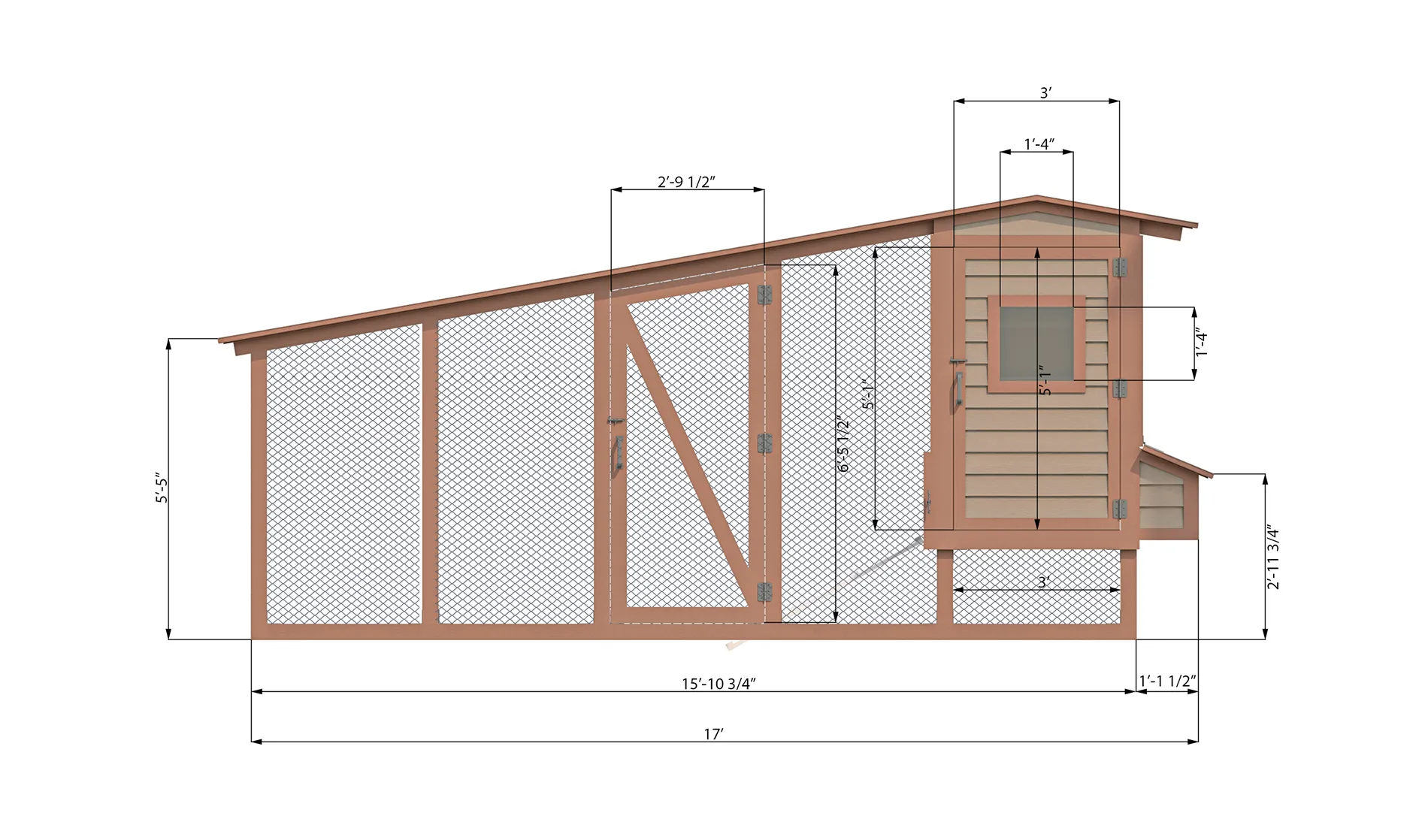 17x6 Medium Chicken Coop & Run Plans For 12 Chickens - Easy Coops™