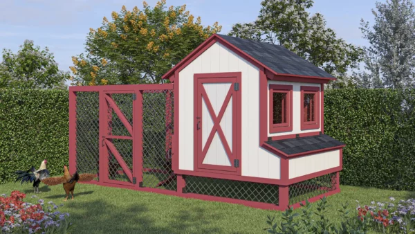 Barn style chicken coop with run